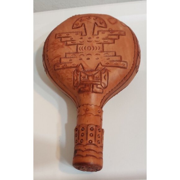 Vtg Leather Tooled Wrapped Wine/Liquor Decanter Columbian Souvenir Art Bottle - Picture 12 of 16